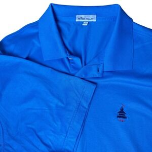 Peter Millar Polo Shirt Mens XL Blue Excellent 1921 Lighthouse Golf Jersey